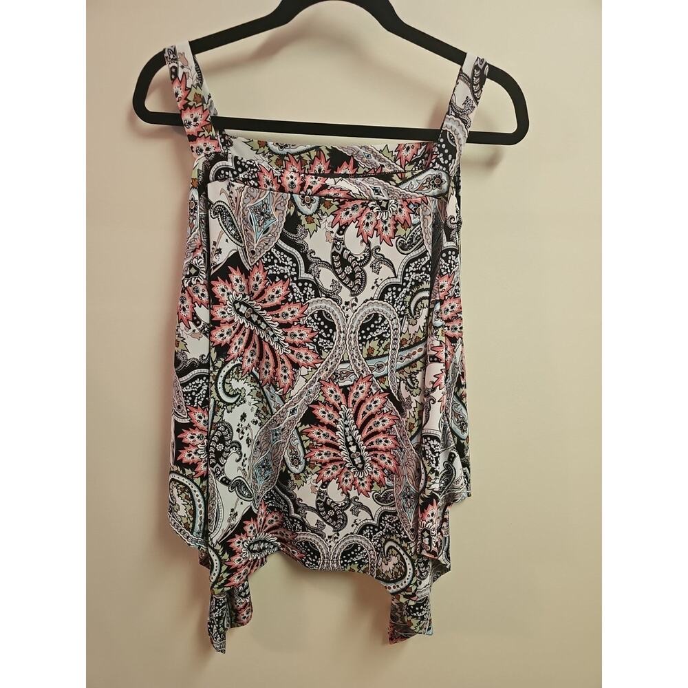 Cold Shoulder Blouse Kimono Sleeves SZ L | ECI New York Pink Gray White Paisley